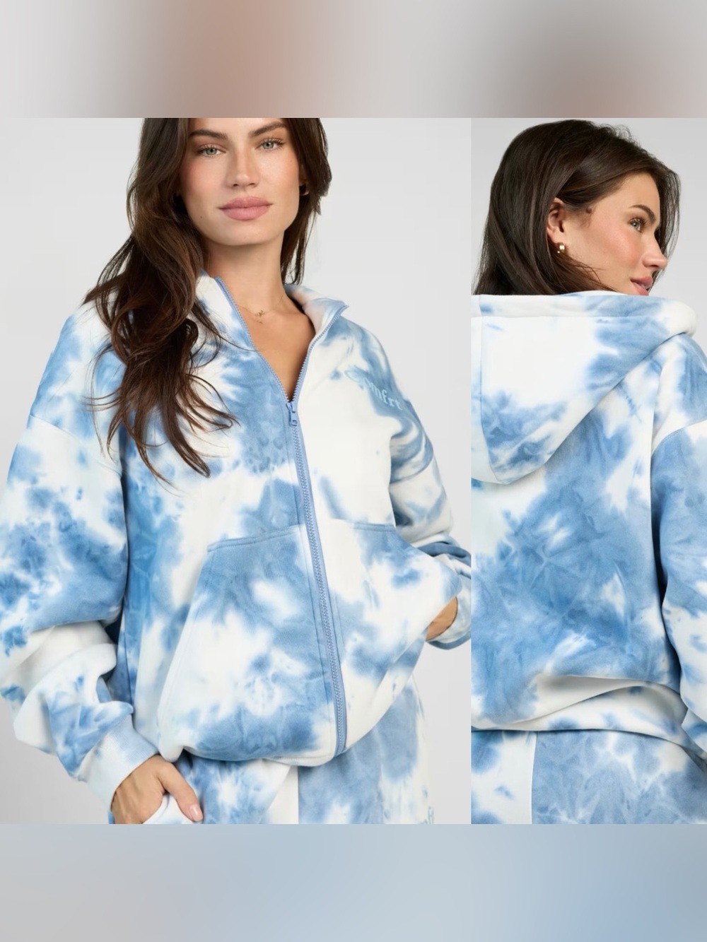 Comfrt Tie-Dye Minimalist Zip Hoodie- Wave